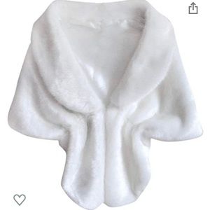 Faux Rabbit Fur White Shawl